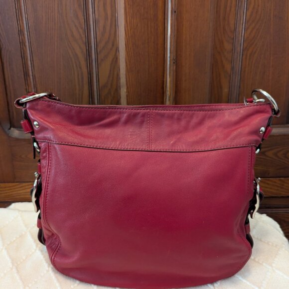 Coach  Zoe Hobo Red Leather Shoulder Bag - Picture 3 of 12